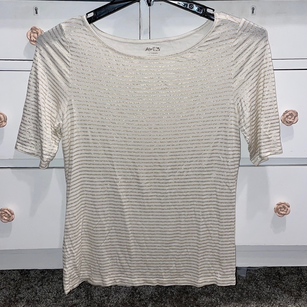 ‼️ Bundle 3/$20 - Apt. 9 Modern Essentials Elbow-Sleeve Striped Top